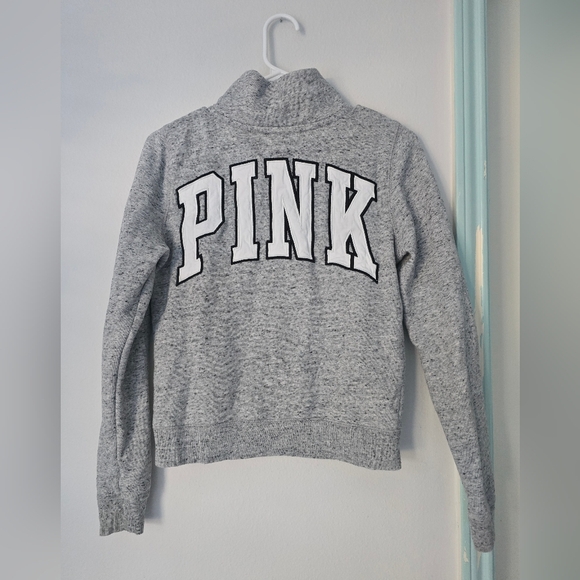 Victoria Secret PINK Quarter Zip Pullover Sweatshirt Women's Size XS Gray - Picture 2 of 7